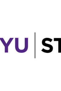 A purple and black logo for nyu stern.